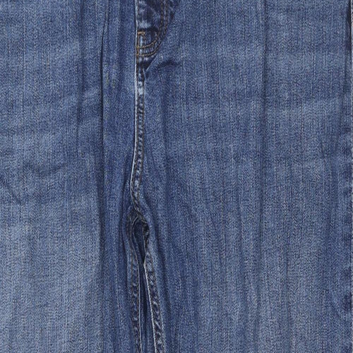 Marks and Spencer Womens Blue Cotton Boyfriend Jeans Size 20 L28 in Regular Zip