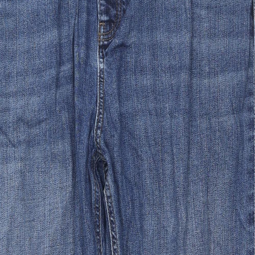 Marks and Spencer Womens Blue Cotton Boyfriend Jeans Size 20 L28 in Regular Zip