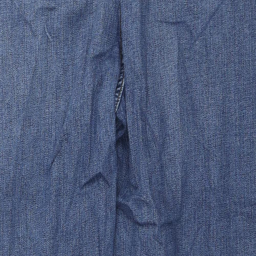 Marks and Spencer Womens Blue Cotton Boyfriend Jeans Size 20 L28 in Regular Zip