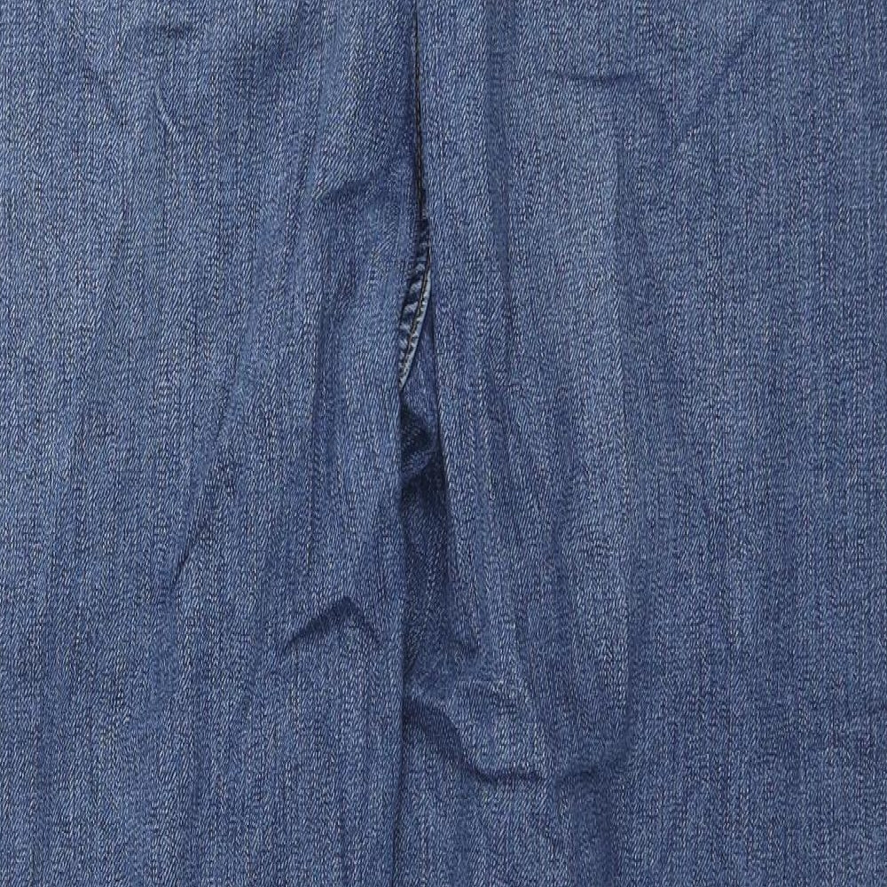 Marks and Spencer Womens Blue Cotton Boyfriend Jeans Size 20 L28 in Regular Zip