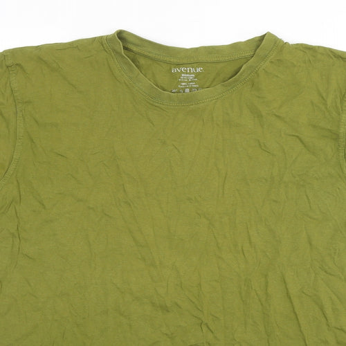 Avenue Mens Green Cotton T-Shirt Size M Round Neck