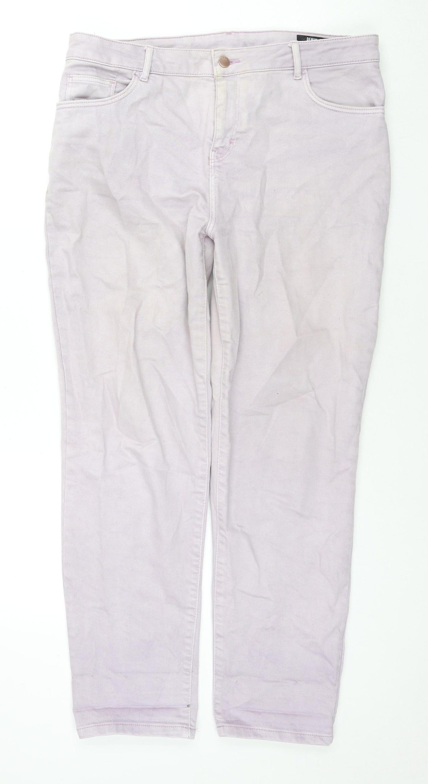 TU Womens Purple Cotton Mom Jeans Size 16 L28 in Regular Zip