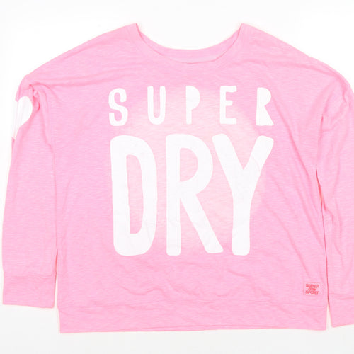 Superdry Womens Pink Polyester Pullover Sweatshirt Size M Pullover - Logo
