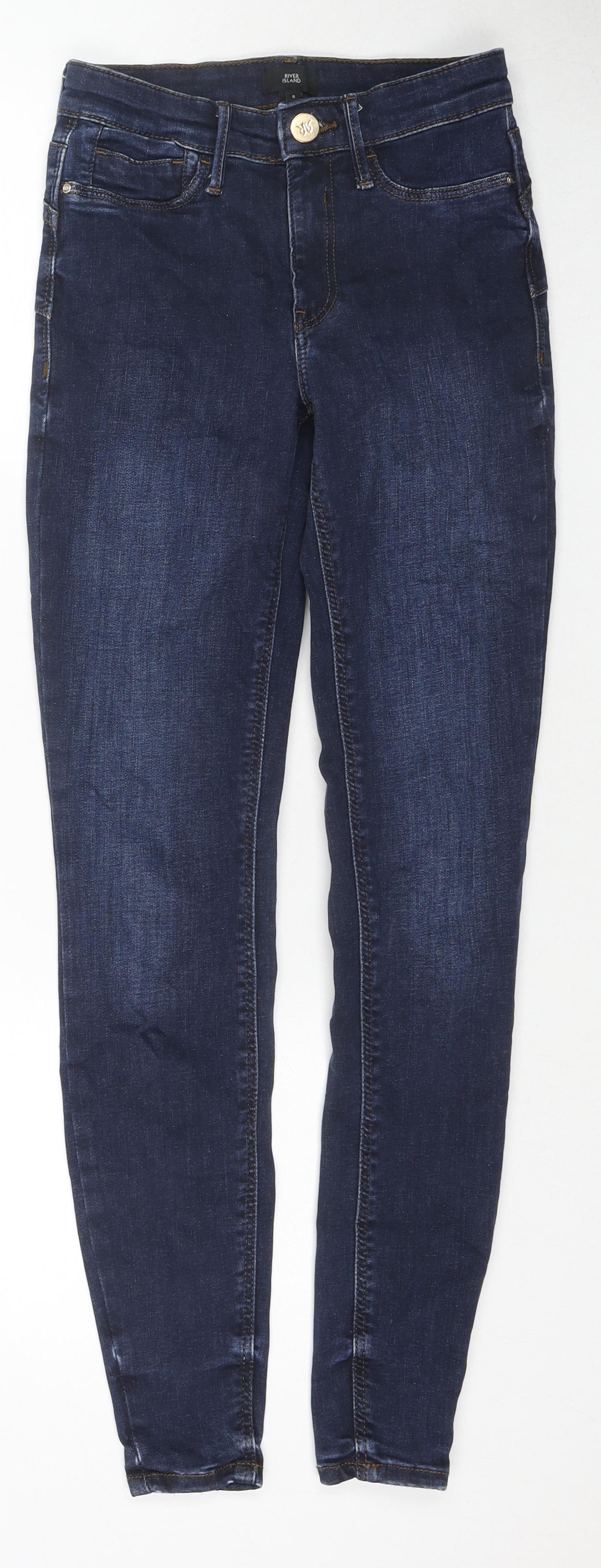 River Island Womens Blue Cotton Skinny Jeans Size 6 L30 in Regular Zip