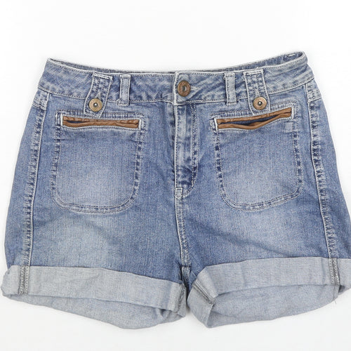 Miss Selfridge Womens Blue Cotton Hot Pants Shorts Size 10 L3 in Regular Zip