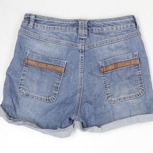 Miss Selfridge Womens Blue Cotton Hot Pants Shorts Size 10 L3 in Regular Zip
