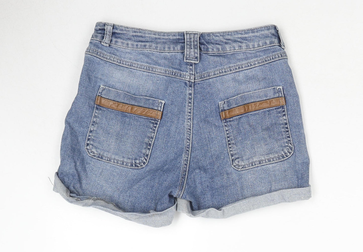 Miss Selfridge Womens Blue Cotton Hot Pants Shorts Size 10 L3 in Regular Zip