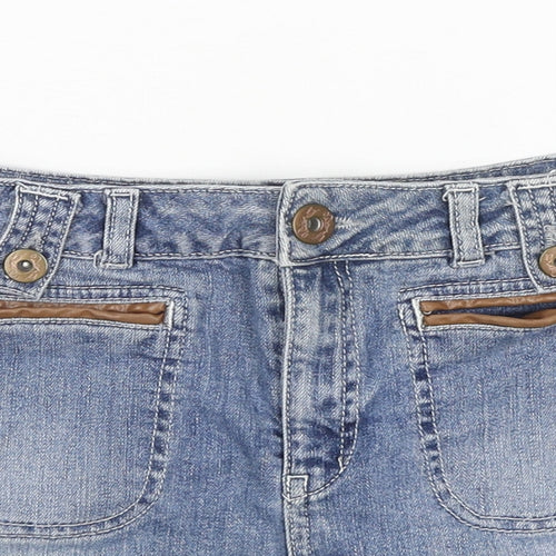 Miss Selfridge Womens Blue Cotton Hot Pants Shorts Size 10 L3 in Regular Zip