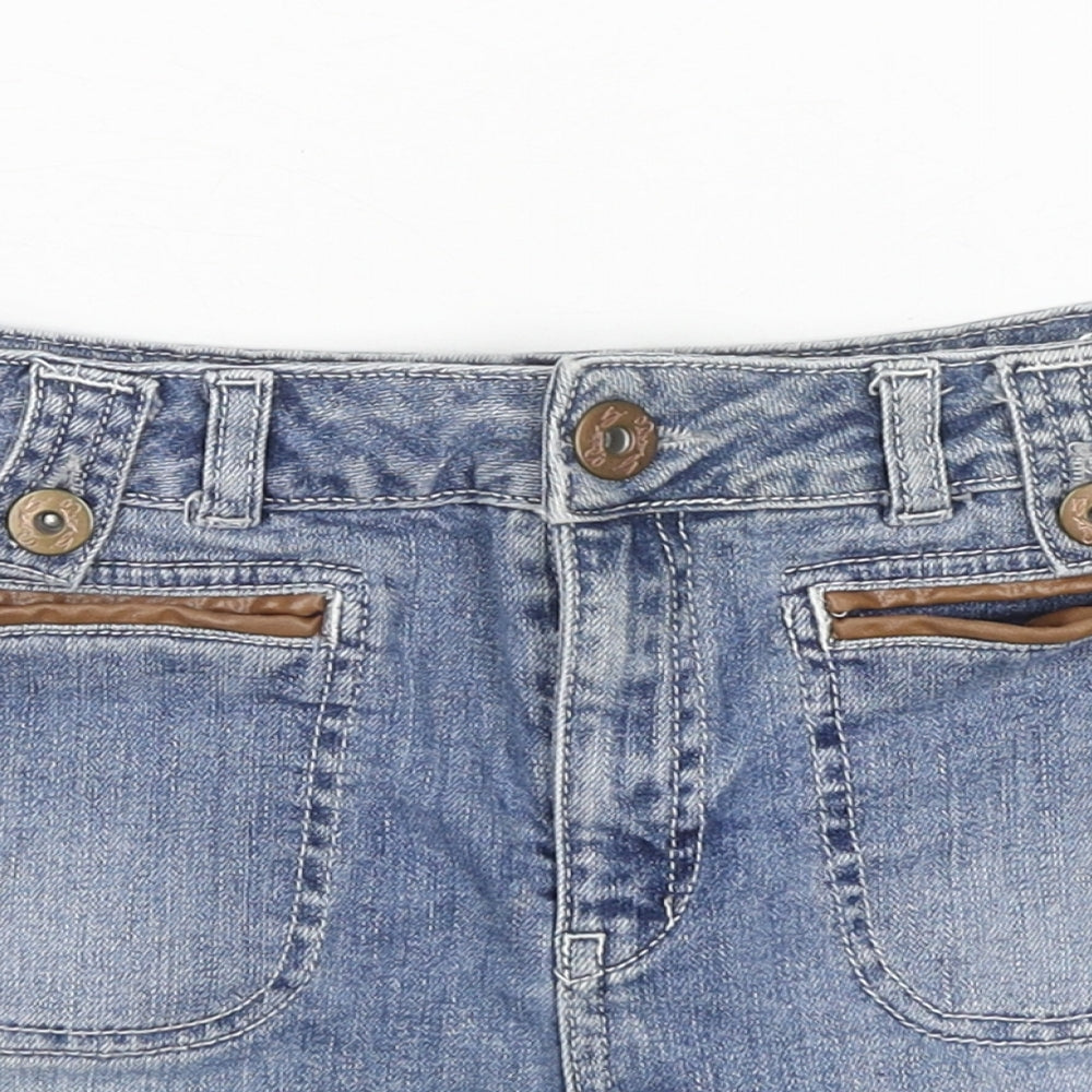 Miss Selfridge Womens Blue Cotton Hot Pants Shorts Size 10 L3 in Regular Zip