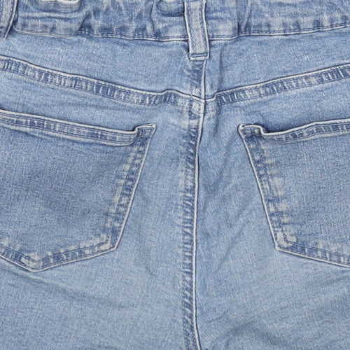 George Girls Blue Cotton Hot Pants Shorts Size 12-13 Years L3 in Regular Zip - Flowers