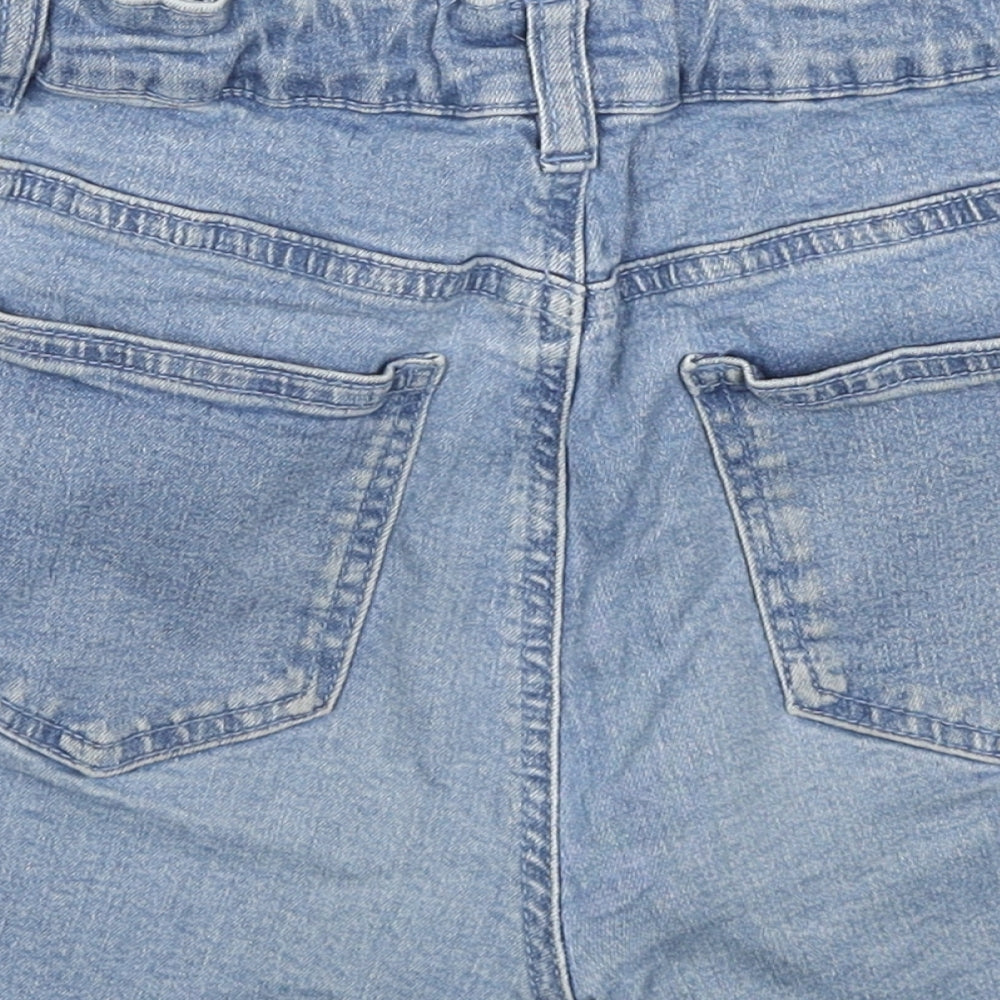 George Girls Blue Cotton Hot Pants Shorts Size 12-13 Years L3 in Regular Zip - Flowers