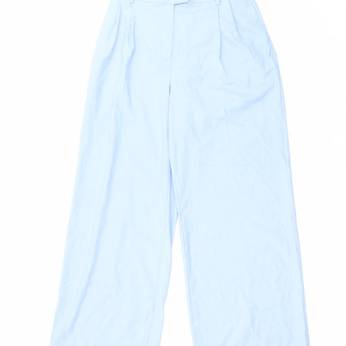 Marks and Spencer Womens Blue Polyester Trousers Size 8 L28 in Regular Zip - Smart Casual