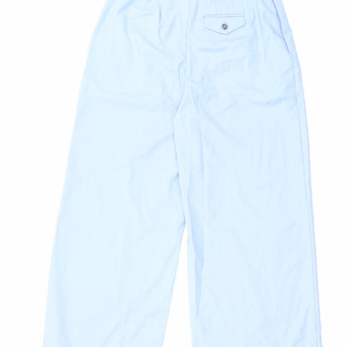 Marks and Spencer Womens Blue Polyester Trousers Size 8 L28 in Regular Zip - Smart Casual