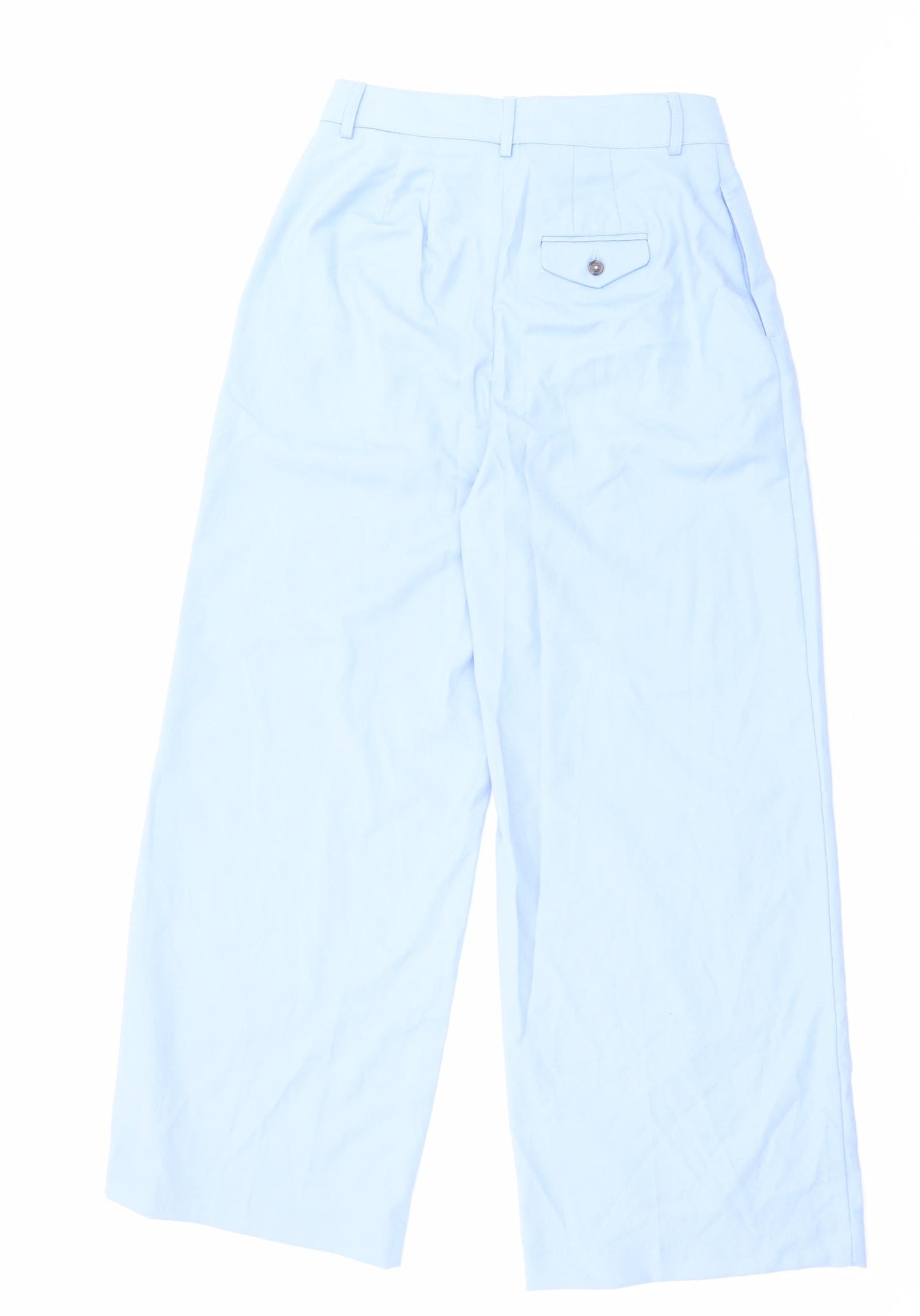 Marks and Spencer Womens Blue Polyester Trousers Size 8 L28 in Regular Zip - Smart Casual