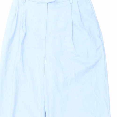 Marks and Spencer Womens Blue Polyester Trousers Size 8 L28 in Regular Zip - Smart Casual