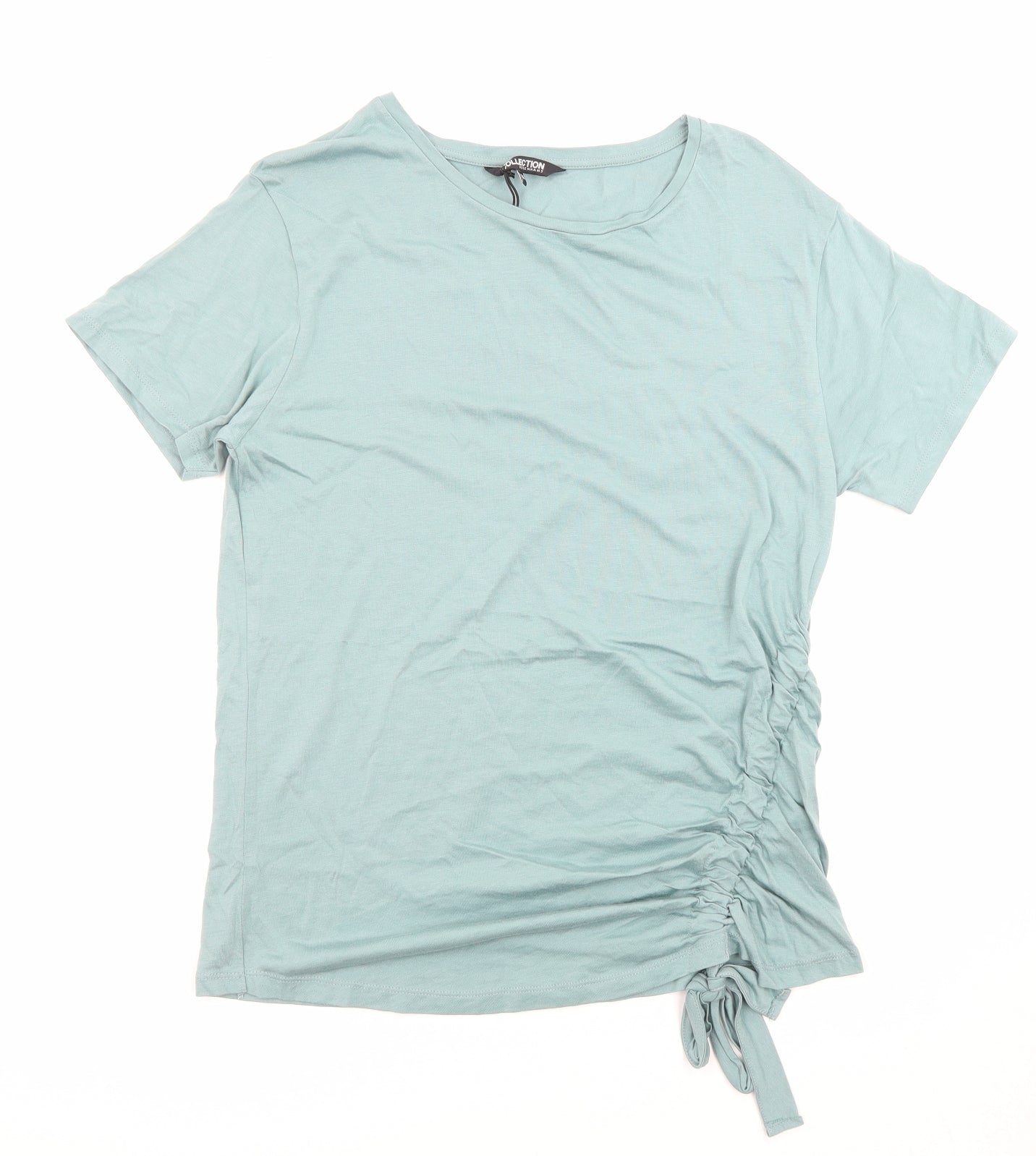 Debenhams Womens Blue Modal Basic T-Shirt Size 14 Round Neck - Ruched