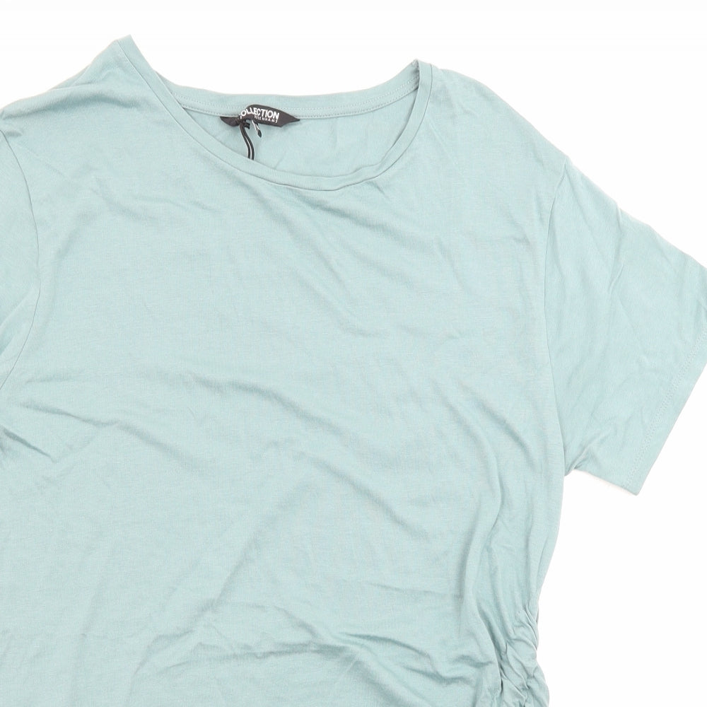 Debenhams Womens Blue Modal Basic T-Shirt Size 14 Round Neck - Ruched