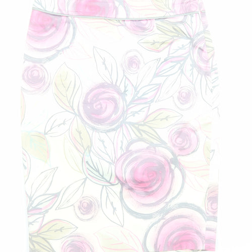 Coast Womens Ivory Floral Cotton Straight & Pencil Skirt Size 10 Zip