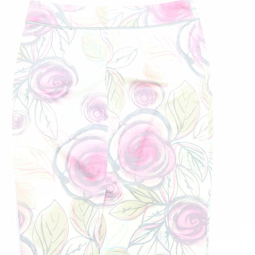 Coast Womens Ivory Floral Cotton Straight & Pencil Skirt Size 10 Zip