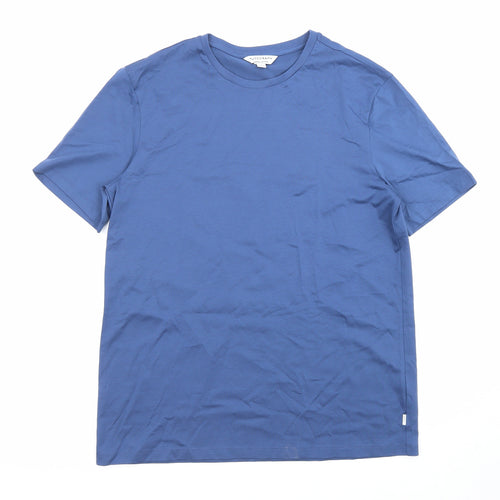 Autograph Mens Blue Cotton T-Shirt Size M Crew Neck - Classic