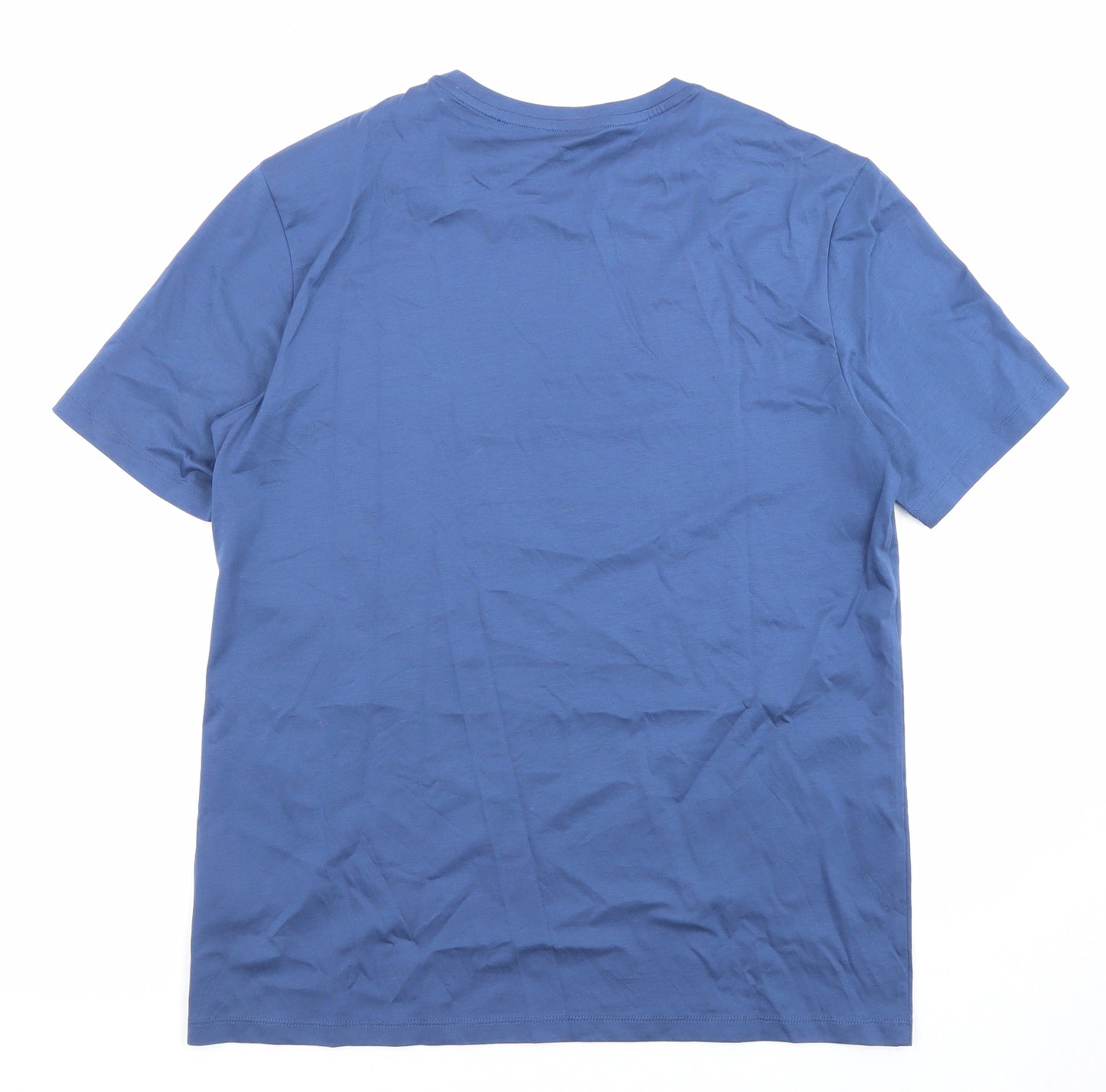 Autograph Mens Blue Cotton T-Shirt Size M Crew Neck - Classic