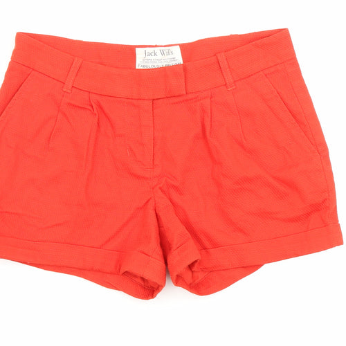 Jack Wills Womens Red Cotton Basic Shorts Size 8 L3 in Regular Zip