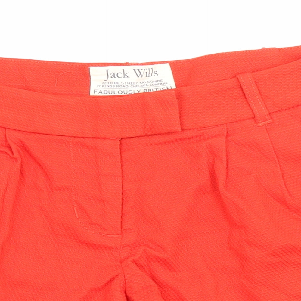 Jack Wills Womens Red Cotton Basic Shorts Size 8 L3 in Regular Zip