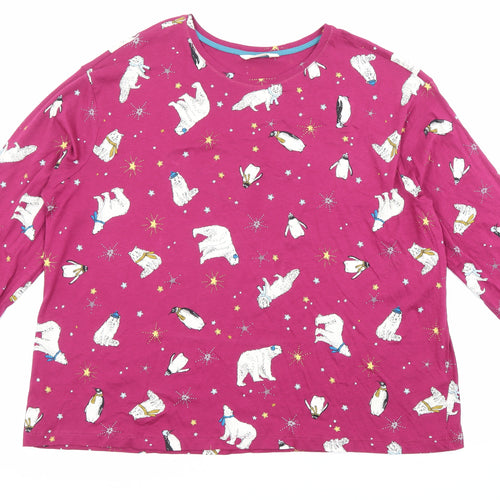 Marks and Spencer Womens Purple Solid 100% Cotton Top Pyjama Top Size XL - Arctic Animals