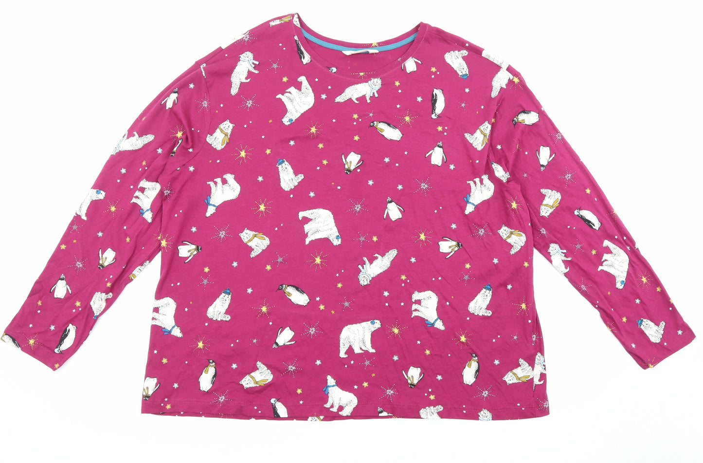 Marks and Spencer Womens Purple Solid 100% Cotton Top Pyjama Top Size XL - Arctic Animals