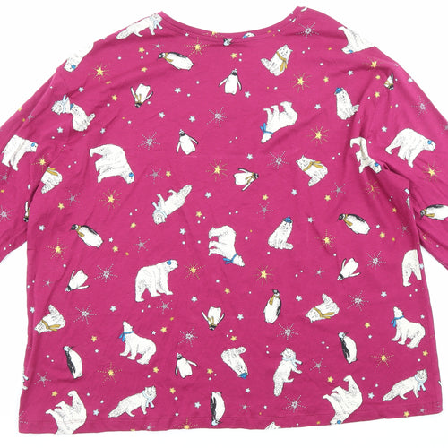 Marks and Spencer Womens Purple Solid 100% Cotton Top Pyjama Top Size XL - Arctic Animals