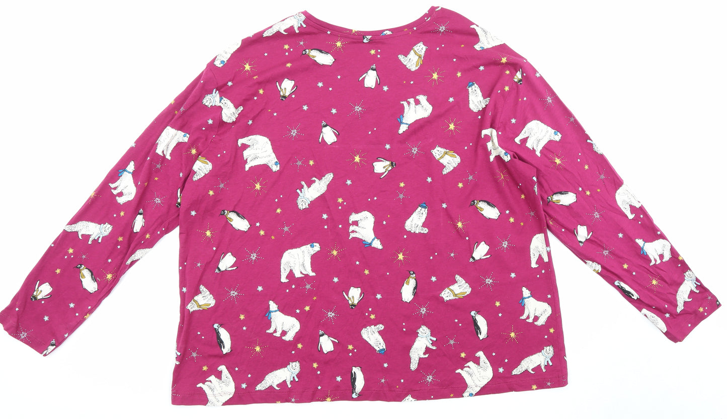 Marks and Spencer Womens Purple Solid 100% Cotton Top Pyjama Top Size XL - Arctic Animals