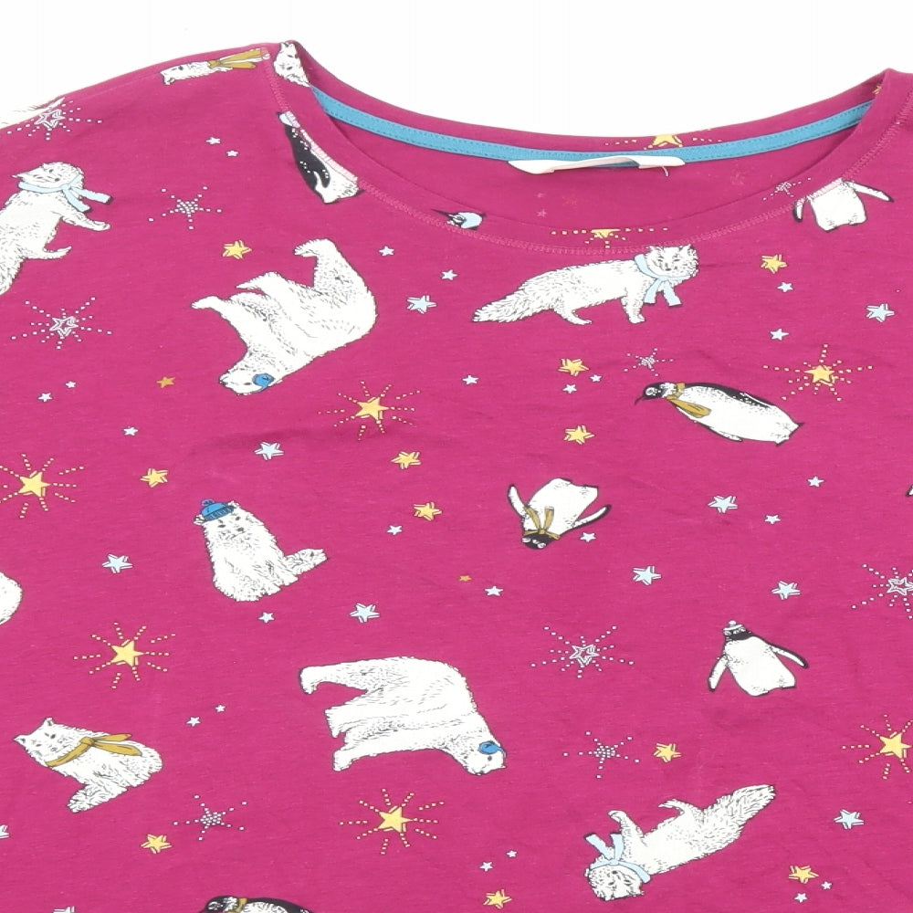 Marks and Spencer Womens Purple Solid 100% Cotton Top Pyjama Top Size XL - Arctic Animals