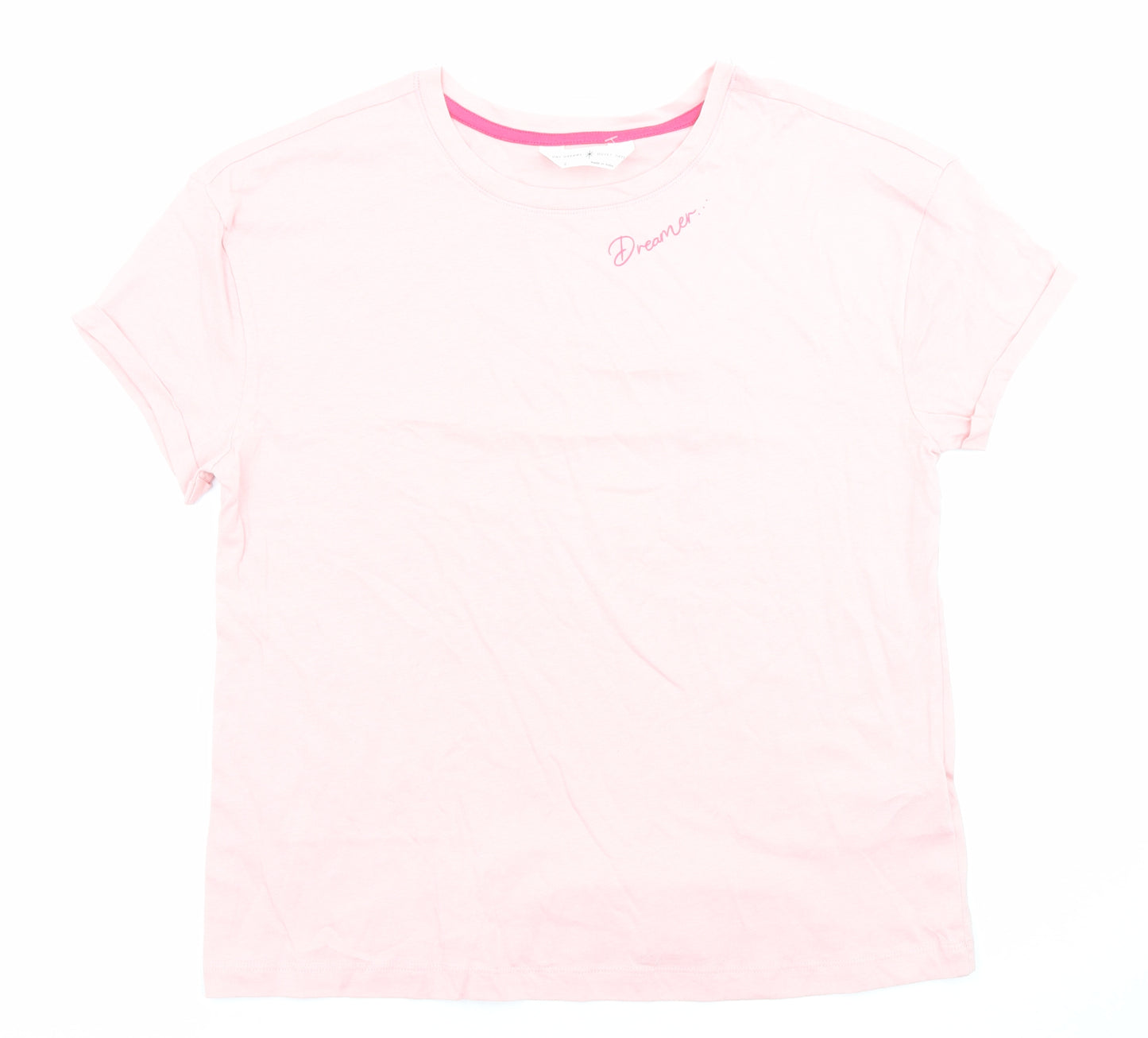 Marks and Spencer Womens Pink Solid 100% Cotton Top Pyjama Top Size S - Dreamer