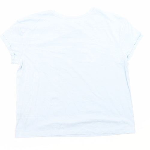 Marks and Spencer Womens Blue Solid 100% Cotton Top Pyjama Top Size M