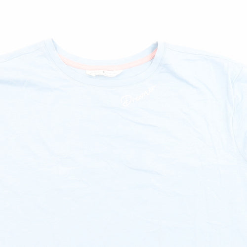 Marks and Spencer Womens Blue Solid 100% Cotton Top Pyjama Top Size M