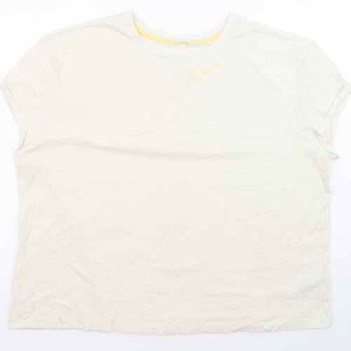 Marks and Spencer Womens Beige Solid 100% Cotton Top Pyjama Top Size XL - Dreamer