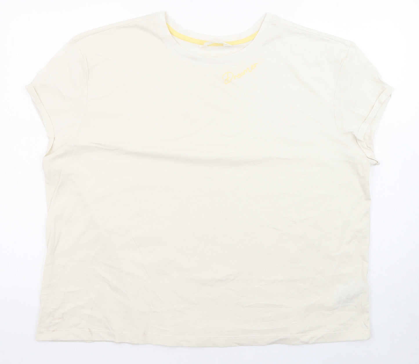 Marks and Spencer Womens Beige Solid 100% Cotton Top Pyjama Top Size XL - Dreamer