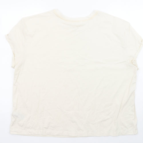 Marks and Spencer Womens Beige Solid 100% Cotton Top Pyjama Top Size XL - Dreamer