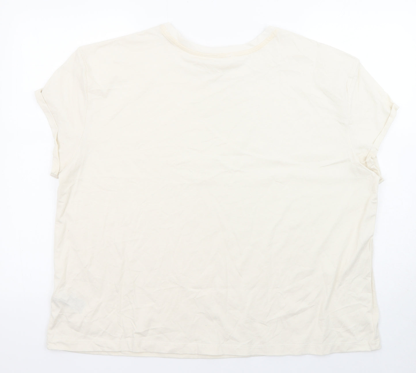 Marks and Spencer Womens Beige Solid 100% Cotton Top Pyjama Top Size XL - Dreamer