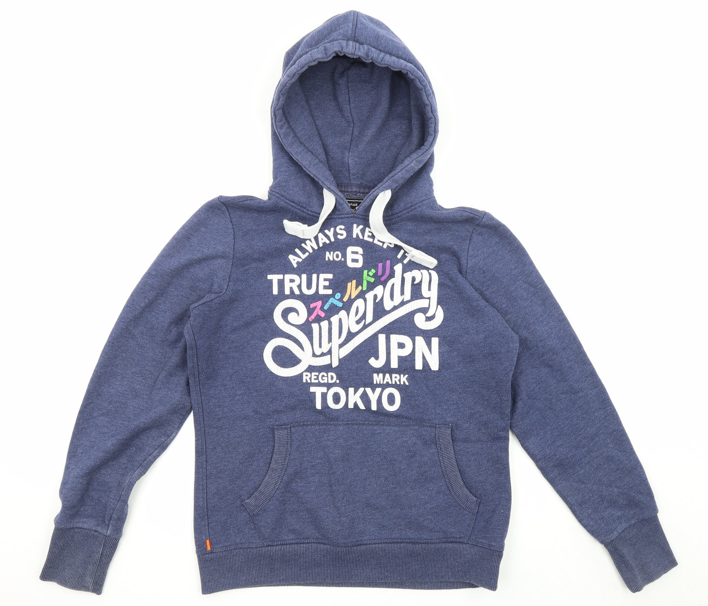 Superdry Womens Blue Cotton Pullover Hoodie Size L