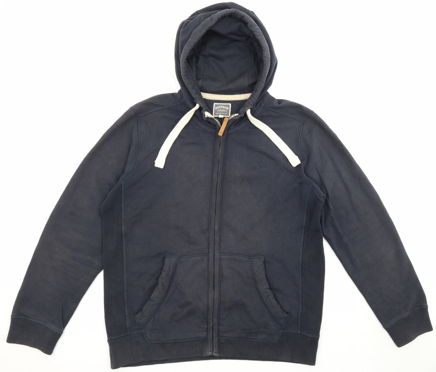 Fat Face Mens Black Cotton Full Zip Hoodie Size L