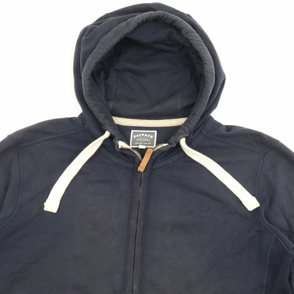 Fat Face Mens Black Cotton Full Zip Hoodie Size L