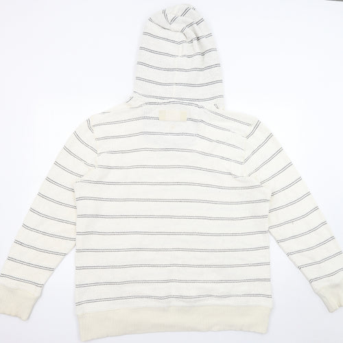 Fat Face Mens Ivory Striped Cotton Pullover Hoodie Size L