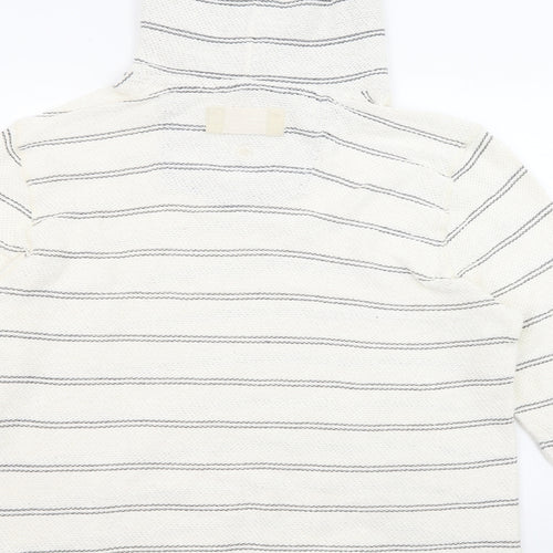 Fat Face Mens Ivory Striped Cotton Pullover Hoodie Size L
