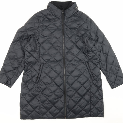 Marks and Spencer Womens Black Quilted Coat Size 20 Zip