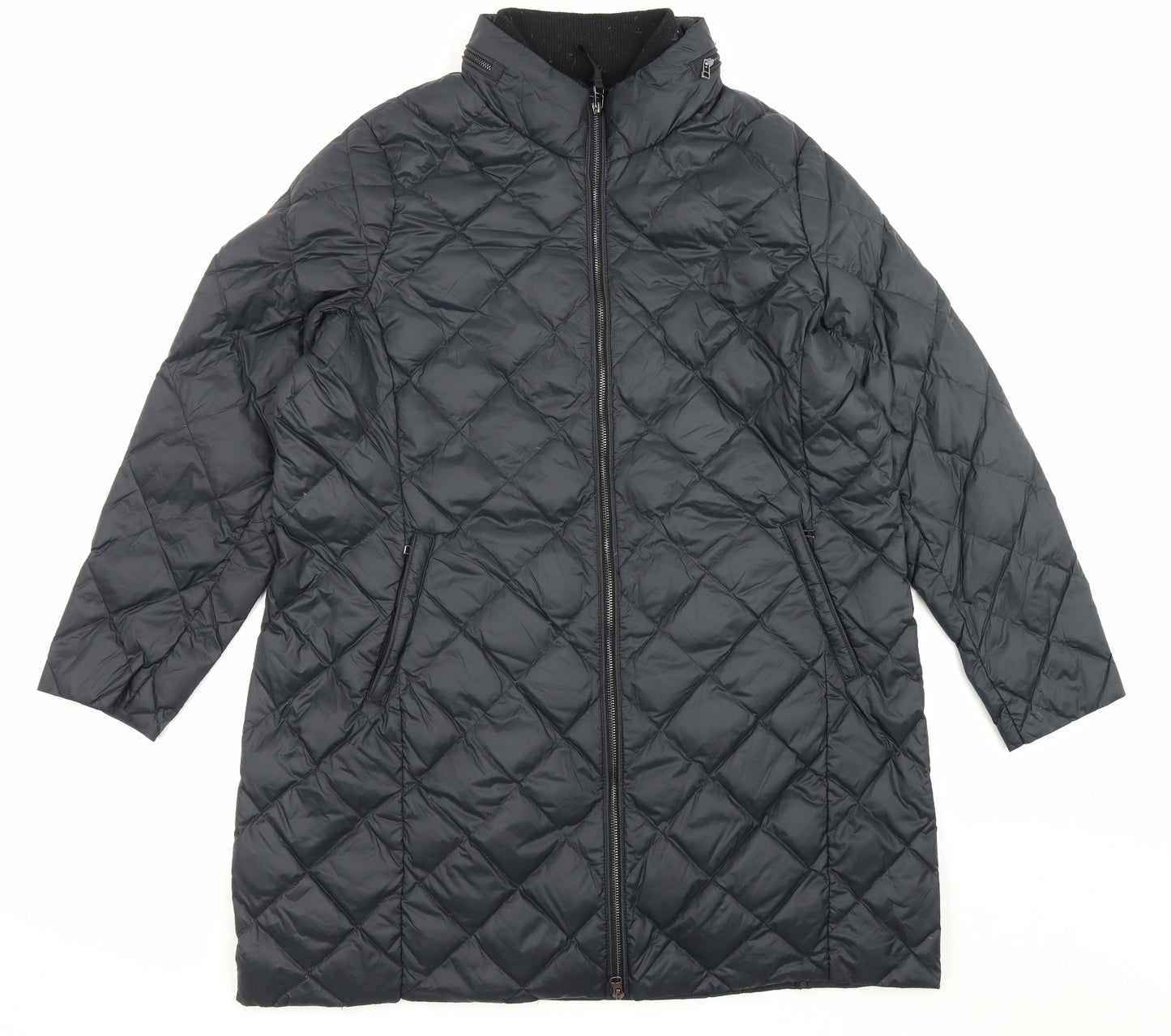 Marks and Spencer Womens Black Quilted Coat Size 20 Zip