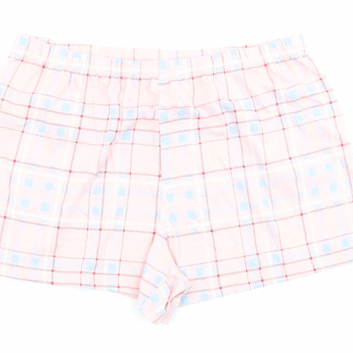 Marks and Spencer Womens Pink Check 100% Cotton Babydoll Pyjama Pants Size S