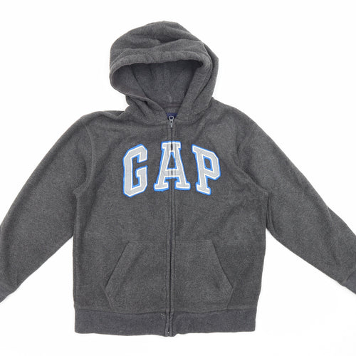 Gap Boys Grey 100% Polyester Full Zip Hoodie Size 10-11 Years Zip - Logo
