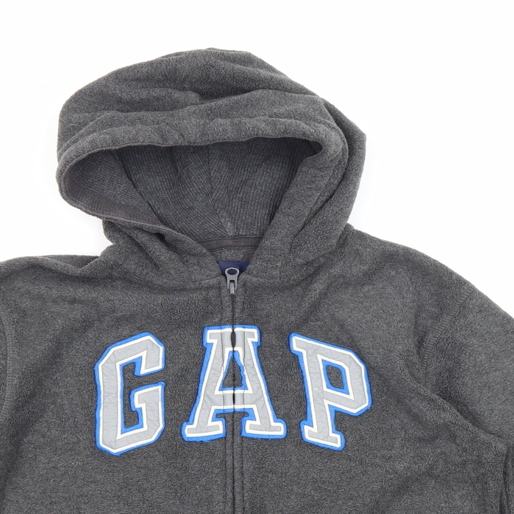 Gap Boys Grey 100% Polyester Full Zip Hoodie Size 10-11 Years Zip - Logo