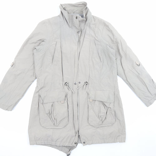 Indigo Womens Grey Anorak Coat Size 14 Zip - Drawstring Waist
